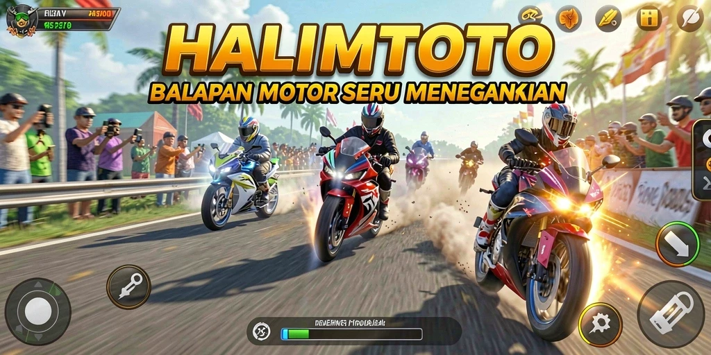 Gameplay balapan motor yang seru dan menegangkan.