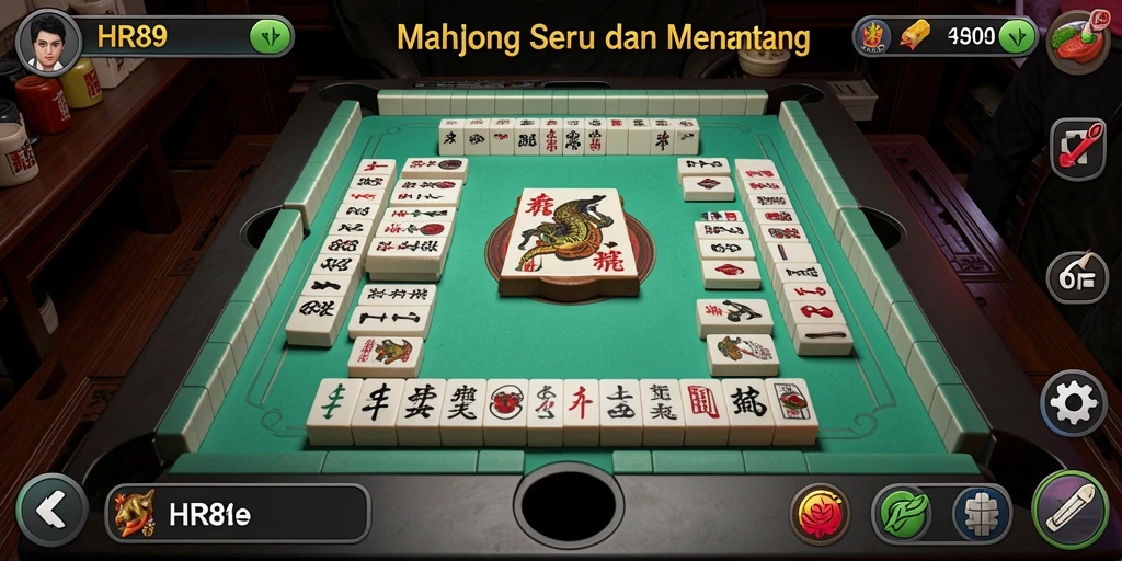 Screenshot utama HR89 menampilkan gameplay Mahjong yang seru.