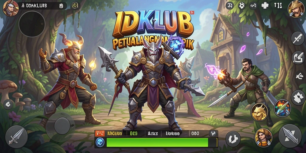 Screenshot IDKLUB menunjukkan pemain bertarung melawan monster di hutan.