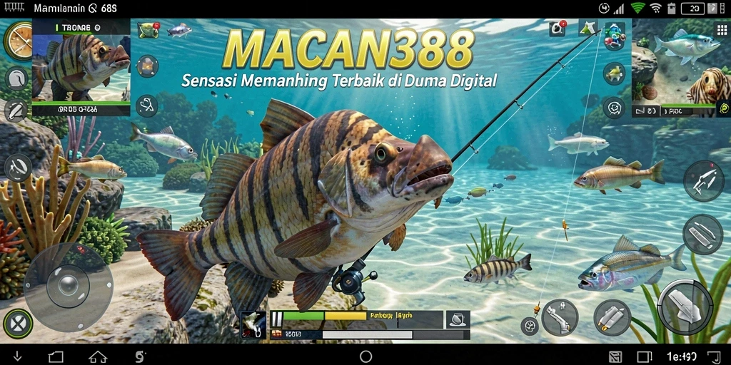 Pemandangan indah saat menangkap ikan dalam game Fishing.