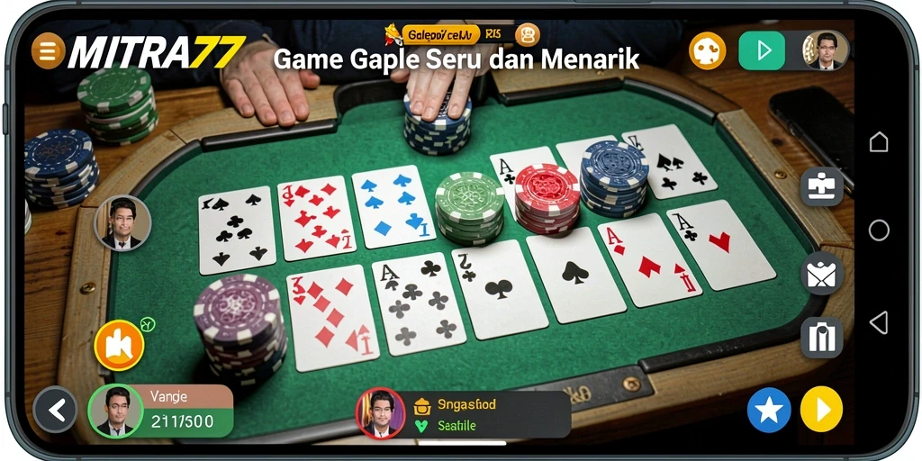 Screenshot gameplay MITRA77 dengan aksi seru dalam permainan Gaple.