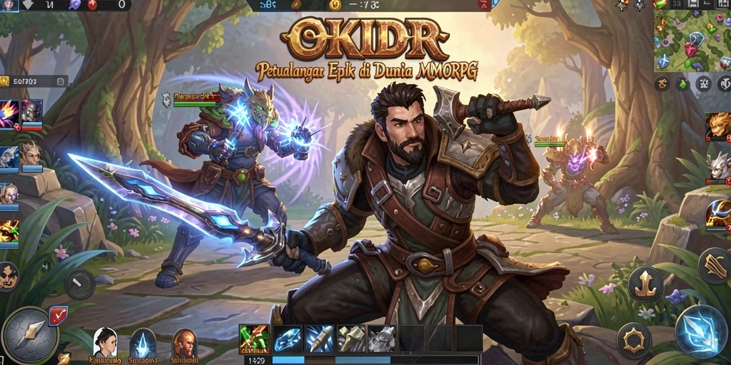 Tampilan gameplay OKIDR yang epik dengan pertarungan mendebarkan.