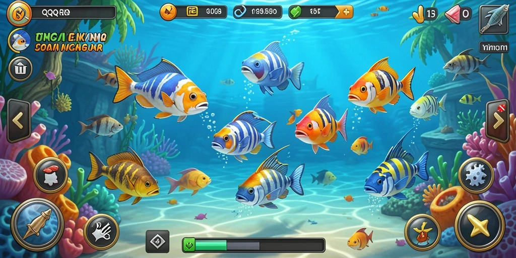 Gameplay seru menembak ikan di QQRP yang memikat.