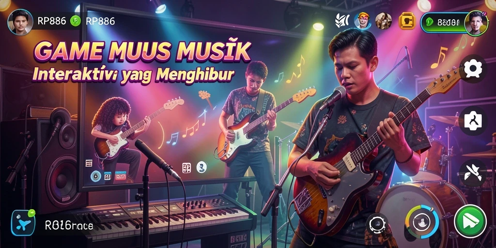 Tampilan gameplay RP886 yang seru dengan musik interaktif.