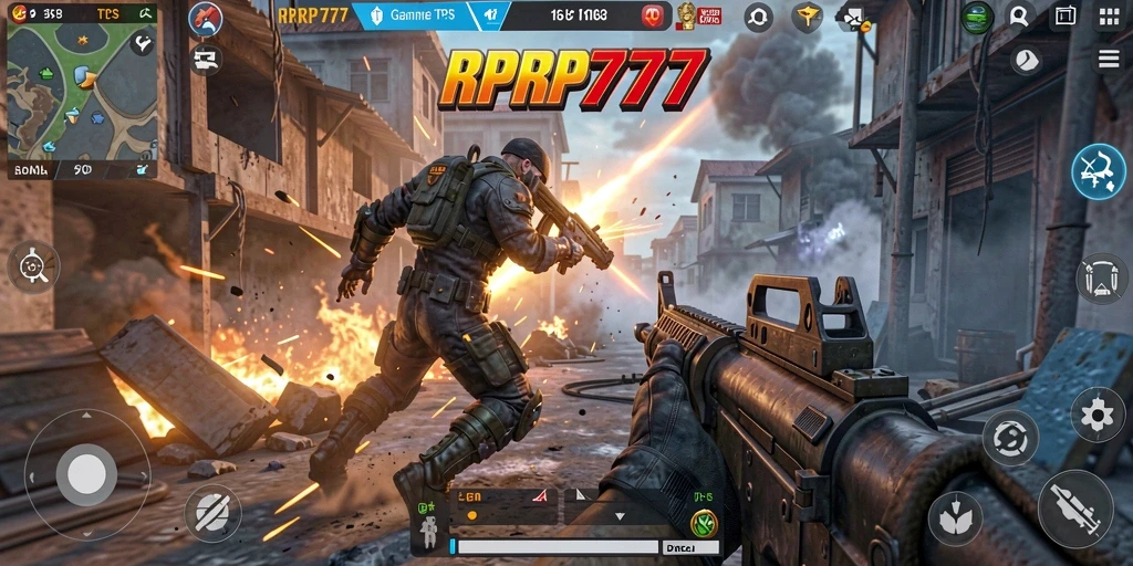 Screenshot utama RPRP777 menampilkan adegan pertempuran seru dalam TPS.