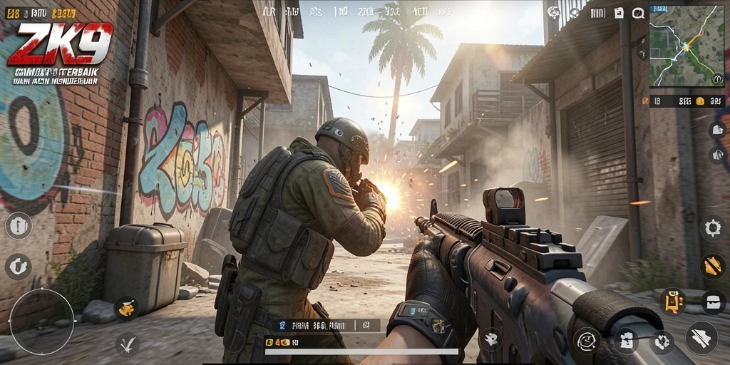 Screenshot gameplay ZK9 menampilkan aksi seru dengan grafis tajam dan kontrol responsif.